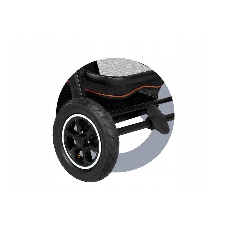 Carucior 2 in 1, Lionelo, Amber, Cadru aluminiu, Cu landou intarit si salteluta moale, Reversibil, Maner ajustabil, Huse pentru picioare, ploaie, Plasa de tantari, Geanta parinti, Pana la 22 kg, EN1888-1, EN1888-2, EN1466, Negru - gogobaby.ro