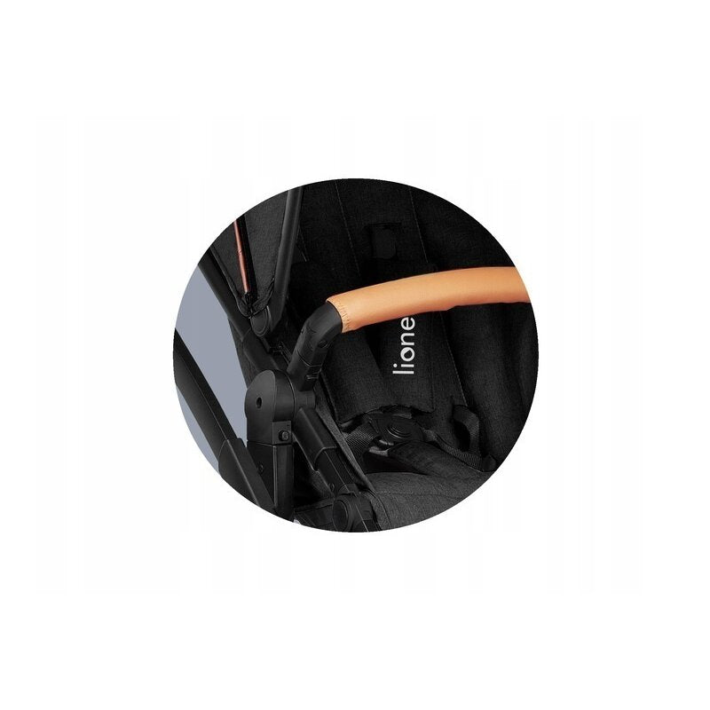 Carucior 2 in 1, Lionelo, Amber, Cadru aluminiu, Cu landou intarit si salteluta moale, Reversibil, Maner ajustabil, Huse pentru picioare, ploaie, Plasa de tantari, Geanta parinti, Pana la 22 kg, EN1888-1, EN1888-2, EN1466, Negru - gogobaby.ro
