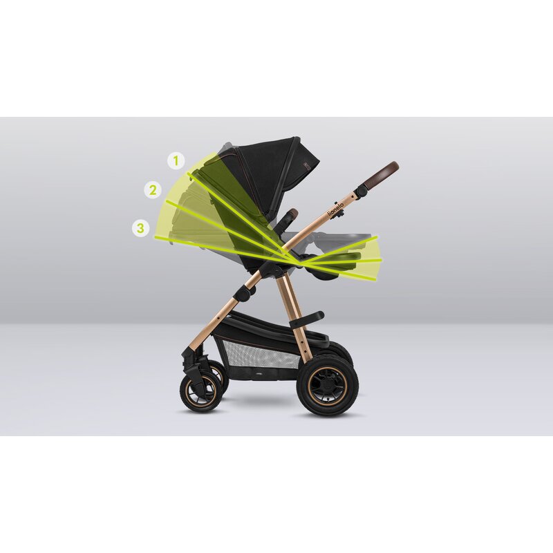 Carucior 2 in 1, Lionelo, Amber, Cadru aluminiu, Cu landou intarit si salteluta moale, Reversibil, Maner ajustabil, Huse pentru picioare, ploaie, Plasa de tantari, Geanta parinti, Pana la 22 kg, EN1888-1, EN1888-2, EN1466, Negru - gogobaby.ro