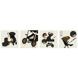 Carucior 2 in 1, Lionelo, Amber, Cadru aluminiu, Cu landou intarit si salteluta moale, Reversibil, Maner ajustabil, Huse pentru picioare, ploaie, Plasa de tantari, Geanta parinti, Pana la 22 kg, EN1888-1, EN1888-2, EN1466, Negru