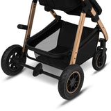 Carucior 3 in 1, Lionelo, Amber, Cadru aluminiu, Cu landou intarit si salteluta moale, Cu scoica auto testata ADAC, Reversibil, Cu accesorii, Geanta parinti, Pana la 22 kg, EN1888-1 EN1888-2 EN1466 ECE R129, Negru onyx