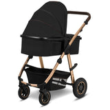 Carucior 3 in 1, Lionelo, Amber, Cadru aluminiu, Cu landou intarit si salteluta moale, Cu scoica auto testata ADAC, Reversibil, Cu accesorii, Geanta parinti, Pana la 22 kg, EN1888-1 EN1888-2 EN1466 ECE R129, Negru onyx