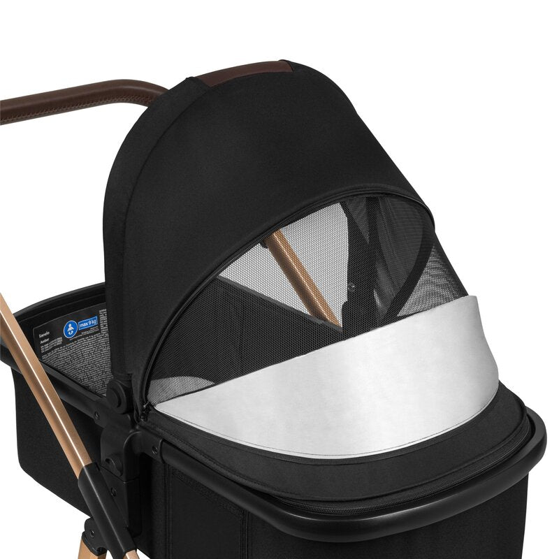 Carucior 3 in 1, Lionelo, Amber, Cadru aluminiu, Cu landou intarit si salteluta moale, Cu scoica auto testata ADAC, Reversibil, Cu accesorii, Geanta parinti, Pana la 22 kg, EN1888-1 EN1888-2 EN1466 ECE R129, Negru onyx - gogobaby.ro