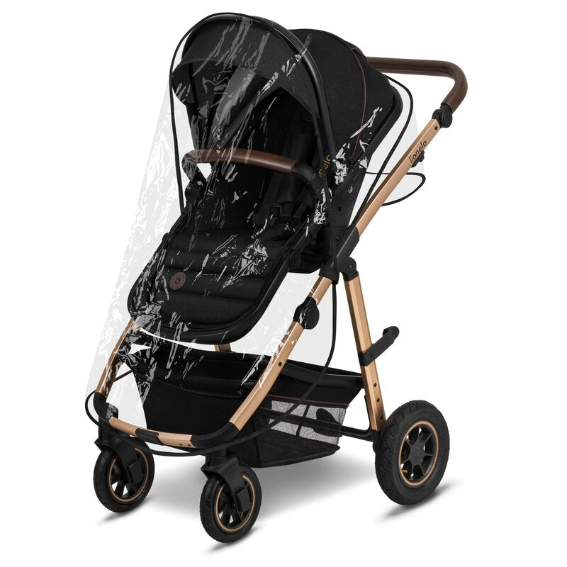 Carucior 3 in 1, Lionelo, Amber, Cadru aluminiu, Cu landou intarit si salteluta moale, Cu scoica auto testata ADAC, Reversibil, Cu accesorii, Geanta parinti, Pana la 22 kg, EN1888-1 EN1888-2 EN1466 ECE R129, Negru onyx