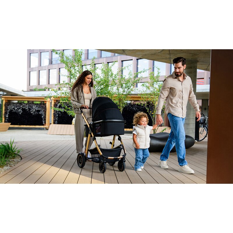 Carucior 3 in 1, Lionelo, Amber, Cadru aluminiu, Cu landou intarit si salteluta moale, Cu scoica auto testata ADAC, Reversibil, Cu accesorii, Geanta parinti, Pana la 22 kg, EN1888-1 EN1888-2 EN1466 ECE R129, Negru onyx - gogobaby.ro