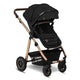 Carucior 3 in 1, Lionelo, Amber, Cadru aluminiu, Cu landou intarit si salteluta moale, Cu scoica auto testata ADAC, Reversibil, Cu accesorii, Geanta parinti, Pana la 22 kg, EN1888-1 EN1888-2 EN1466 ECE R129, Negru onyx