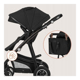 Carucior 3 in 1, Lionelo, Bianka, Transformabil, Cadru aluminiu, Cu landou si salteluta moale, Cu scoica auto, Cu multiple accesorii, Sustine 22 kg, 0 luni+, EN1466:2014+AC:2015, EN1888, Negru