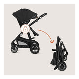 Carucior 3 in 1, Lionelo, Bianka, Transformabil, Cadru aluminiu, Cu landou si salteluta moale, Cu scoica auto, Cu multiple accesorii, Sustine 22 kg, 0 luni+, EN1466:2014+AC:2015, EN1888, Negru