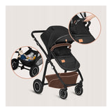 Carucior 3 in 1, Lionelo, Bianka, Transformabil, Cadru aluminiu, Cu landou si salteluta moale, Cu scoica auto, Cu multiple accesorii, Sustine 22 kg, 0 luni+, EN1466:2014+AC:2015, EN1888, Negru