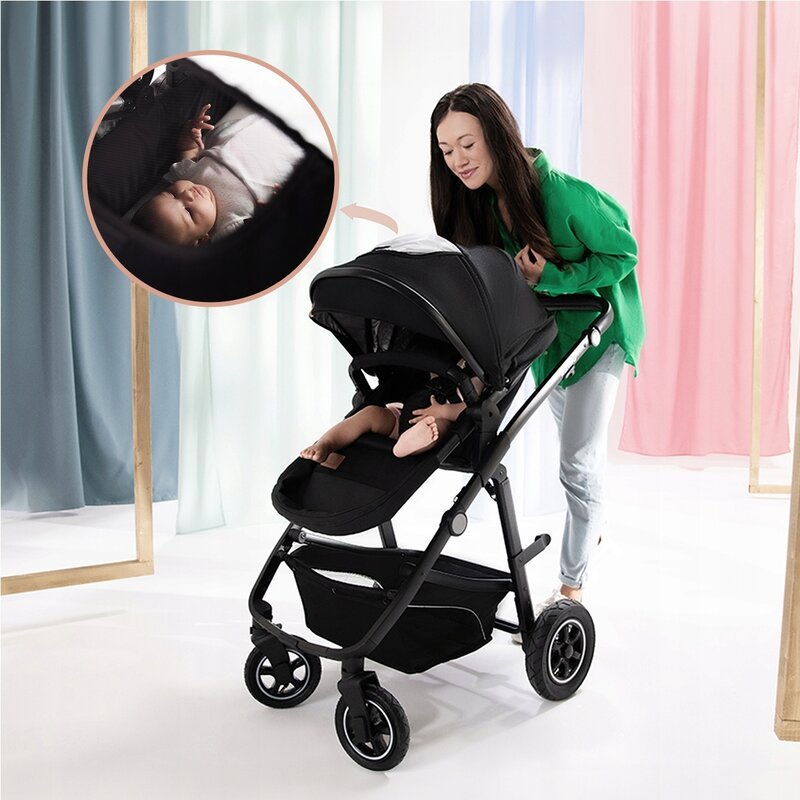 Carucior 3 in 1, Lionelo, Bianka, Transformabil, Cadru aluminiu, Cu landou si salteluta moale, Cu scoica auto, Cu multiple accesorii, Sustine 22 kg, 0 luni+, EN1466:2014+AC:2015, EN1888, Gri