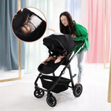 Carucior 3 in 1, Lionelo, Bianka, Transformabil, Cadru aluminiu, Cu landou si salteluta moale, Cu scoica auto, Cu multiple accesorii, Sustine 22 kg, 0 luni+, EN1466:2014+AC:2015, EN1888, Negru