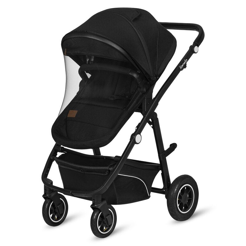 Carucior 3 in 1, Lionelo, Bianka, Transformabil, Cadru aluminiu, Cu landou si salteluta moale, Cu scoica auto, Cu multiple accesorii, Sustine 22 kg, 0 luni+, EN1466:2014+AC:2015, EN1888, Negru - gogobaby.ro