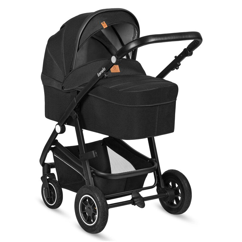 Carucior 3 in 1, Lionelo, Bianka, Transformabil, Cadru aluminiu, Cu landou si salteluta moale, Cu scoica auto, Cu multiple accesorii, Sustine 22 kg, 0 luni+, EN1466:2014+AC:2015, EN1888, Negru - gogobaby.ro