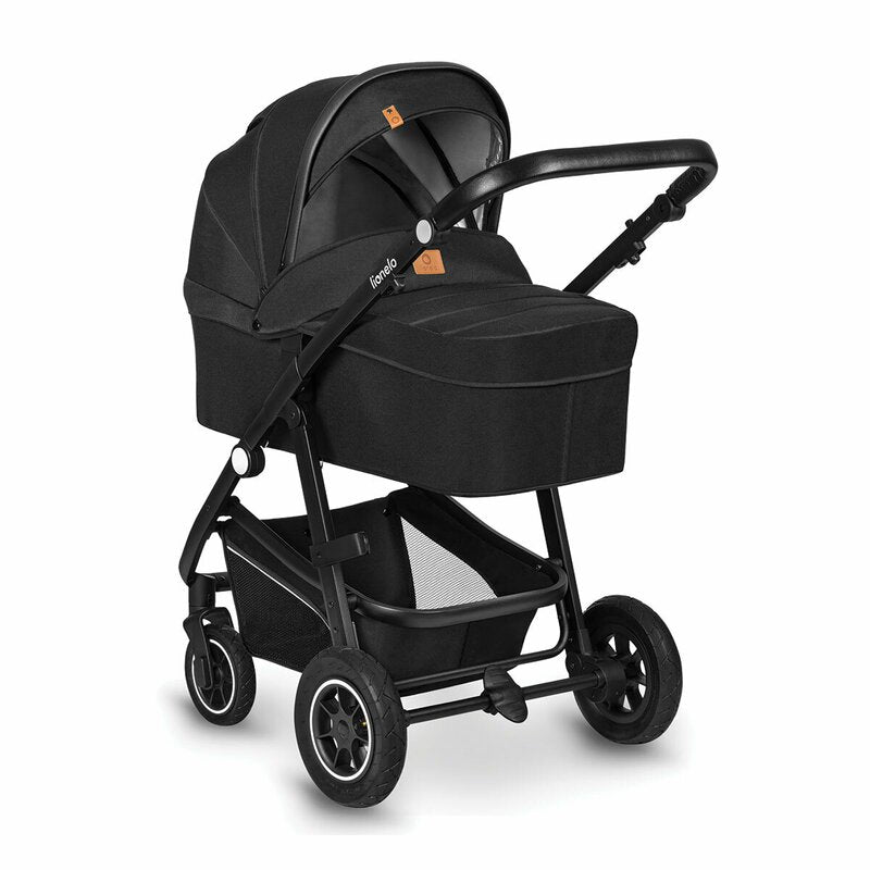 Carucior 3 in 1, Lionelo, Bianka, Transformabil, Cadru aluminiu, Cu landou si salteluta moale, Cu scoica auto testata ADAC, Cu multiple accesorii, Sustine 22 kg, 0 luni+, EN1466:2014+AC:2015, EN1888, Negru - gogobaby.ro