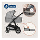 Carucior 3 in 1, Lionelo, Bianka, Transformabil, Cadru aluminiu, Cu landou si salteluta moale, Cu scoica auto, Cu multiple accesorii, Sustine 22 kg, 0 luni+, EN1466:2014+AC:2015, EN1888, Gri
