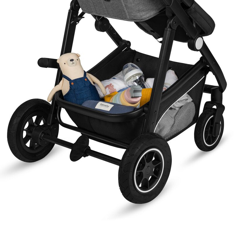 Carucior 3 in 1, Lionelo, Bianka, Transformabil, Cadru aluminiu, Cu landou si salteluta moale, Cu scoica auto, Cu multiple accesorii, Sustine 22 kg, 0 luni+, EN1466:2014+AC:2015, EN1888, Gri - gogobaby.ro