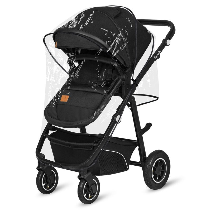 Carucior 3 in 1, Lionelo, Bianka, Transformabil, Cadru aluminiu, Cu landou si salteluta moale, Cu scoica auto, Cu multiple accesorii, Sustine 22 kg, 0 luni+, EN1466:2014+AC:2015, EN1888, Negru - gogobaby.ro