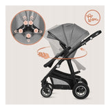 Carucior 3 in 1, Lionelo, Bianka, Transformabil, Cadru aluminiu, Cu landou si salteluta moale, Cu scoica auto, Cu multiple accesorii, Sustine 22 kg, 0 luni+, EN1466:2014+AC:2015, EN1888, Gri
