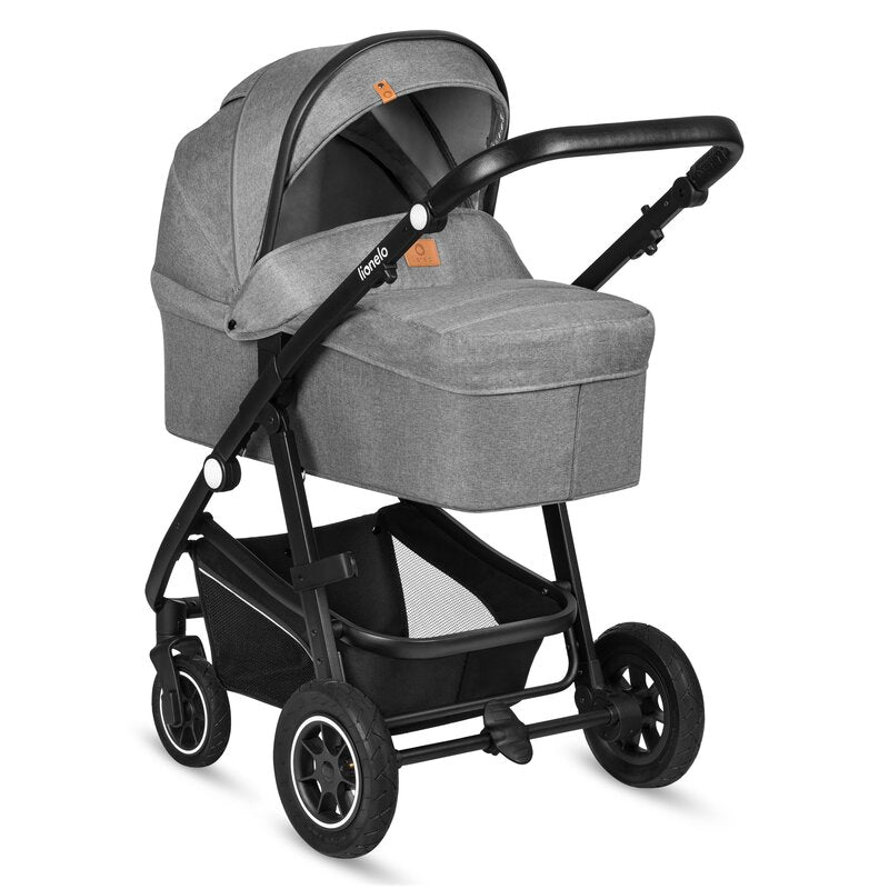 Carucior 3 in 1, Lionelo, Bianka, Transformabil, Cadru aluminiu, Cu landou si salteluta moale, Cu scoica auto, Cu multiple accesorii, Sustine 22 kg, 0 luni+, EN1466:2014+AC:2015, EN1888, Gri - gogobaby.ro