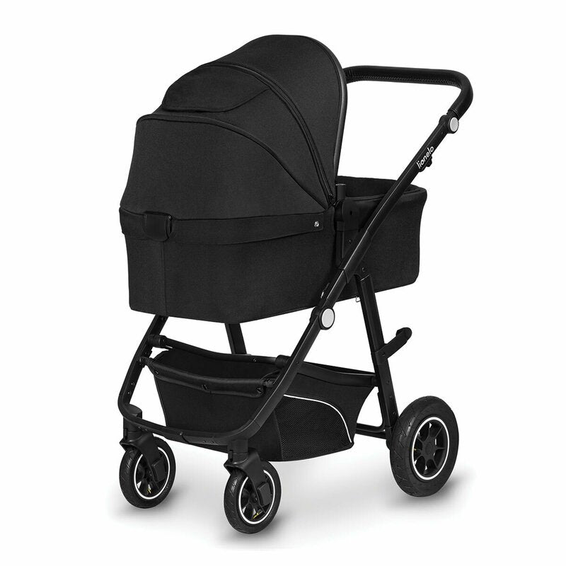 Carucior 3 in 1, Lionelo, Bianka, Transformabil, Cadru aluminiu, Cu landou si salteluta moale, Cu scoica auto testata ADAC, Cu multiple accesorii, Sustine 22 kg, 0 luni+, EN1466:2014+AC:2015, EN1888, Negru - gogobaby.ro