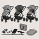 Carucior 3 in 1, Lionelo, Bianka, Transformabil, Cadru aluminiu, Cu landou si salteluta moale, Cu scoica auto, Cu multiple accesorii, Sustine 22 kg, 0 luni+, EN1466:2014+AC:2015, EN1888, Gri