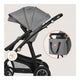 Carucior 3 in 1, Lionelo, Bianka, Transformabil, Cadru aluminiu, Cu landou si salteluta moale, Cu scoica auto, Cu multiple accesorii, Sustine 22 kg, 0 luni+, EN1466:2014+AC:2015, EN1888, Gri