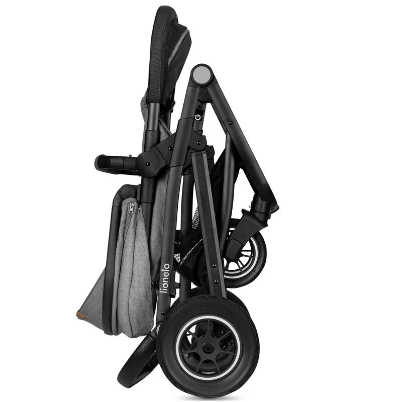 Carucior 3 in 1, Lionelo, Bianka, Transformabil, Cadru aluminiu, Cu landou si salteluta moale, Cu scoica auto, Cu multiple accesorii, Sustine 22 kg, 0 luni+, EN1466:2014+AC:2015, EN1888, Gri - gogobaby.ro