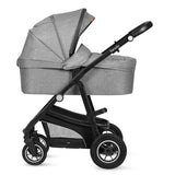 Carucior 3 in 1, Lionelo, Bianka, Transformabil, Cadru aluminiu, Cu landou si salteluta moale, Cu scoica auto, Cu multiple accesorii, Sustine 22 kg, 0 luni+, EN1466:2014+AC:2015, EN1888, Gri