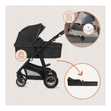 Carucior 3 in 1, Lionelo, Bianka, Transformabil, Cadru aluminiu, Cu landou si salteluta moale, Cu scoica auto, Cu multiple accesorii, Sustine 22 kg, 0 luni+, EN1466:2014+AC:2015, EN1888, Negru