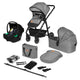 Carucior 3 in 1, Lionelo, Bianka, Transformabil, Cadru aluminiu, Cu landou si salteluta moale, Cu scoica auto, Cu multiple accesorii, Sustine 22 kg, 0 luni+, EN1466:2014+AC:2015, EN1888, Gri