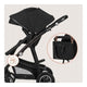 Carucior 3 in 1, Lionelo, Bianka, Transformabil, Cadru aluminiu, Cu landou si salteluta moale, Cu scoica auto, Cu multiple accesorii, Sustine 22 kg, 0 luni+, EN1466:2014+AC:2015, EN1888, Negru