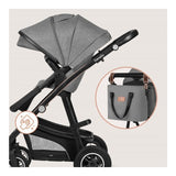 Carucior 3 in 1, Lionelo, Bianka, Transformabil, Cadru aluminiu, Cu landou si salteluta moale, Cu scoica auto, Cu multiple accesorii, Sustine 22 kg, 0 luni+, EN1466:2014+AC:2015, EN1888, Gri
