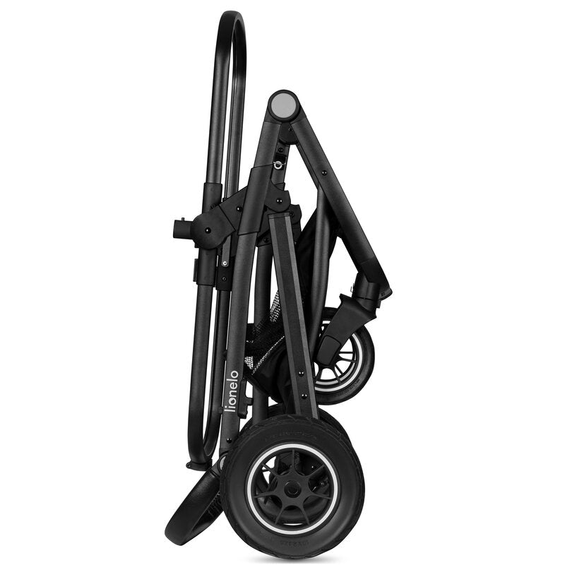 Carucior 3 in 1, Lionelo, Bianka, Transformabil, Cadru aluminiu, Cu landou si salteluta moale, Cu scoica auto, Cu multiple accesorii, Sustine 22 kg, 0 luni+, EN1466:2014+AC:2015, EN1888, Negru