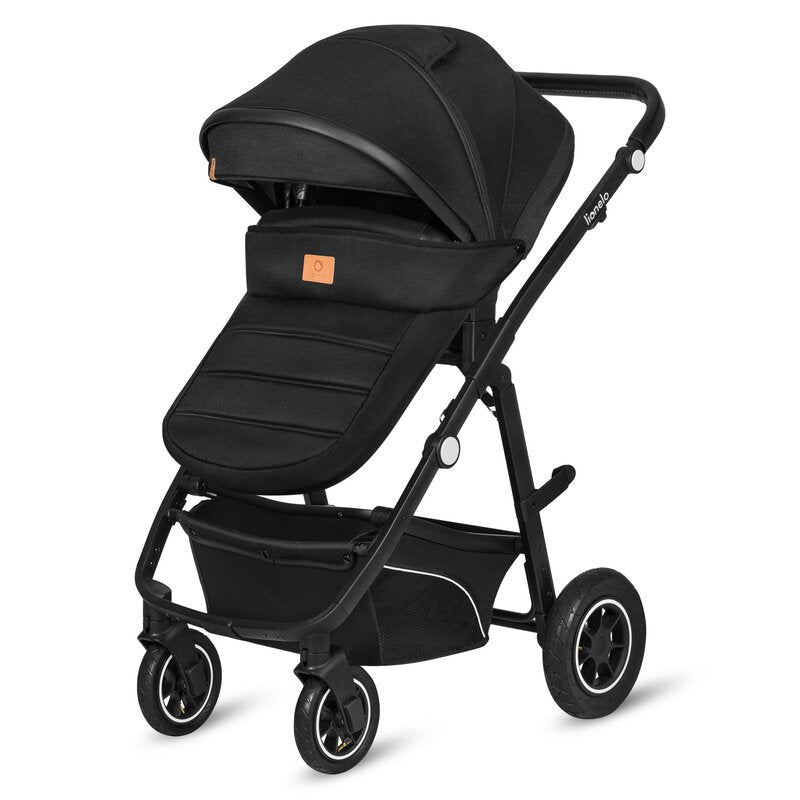 Carucior 3 in 1, Lionelo, Bianka, Transformabil, Cadru aluminiu, Cu landou si salteluta moale, Cu scoica auto, Cu multiple accesorii, Sustine 22 kg, 0 luni+, EN1466:2014+AC:2015, EN1888, Negru - gogobaby.ro