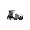 Carucior 3 in 1, Lionelo, Mika, Cadru din aluminiu, Cu landou intarit si salteluta moale, Cu scoica auto testata ADAC, Reversibil, Cu accesorii, Pana la 22 kg, EN1888-1 EN1888-2 EN1466 ECE R129, Gri deschis