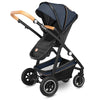 Carucior 2 in 1, Lionelo, Amber, Cadru aluminiu, Cu landou intarit si salteluta moale, Reversibil, Maner ajustabil, Huse pentru picioare, ploaie, Plasa de tantari, Geanta parinti, Pana la 22 kg, EN1888-1, EN1888-2, EN1466, Albastru