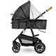 Carucior 2 in 1, Lionelo, Amber, Cadru aluminiu, Cu landou intarit si salteluta moale, Reversibil, Maner ajustabil, Huse pentru picioare, ploaie, Plasa de tantari, Geanta parinti, Pana la 22 kg, EN1888-1, EN1888-2, EN1466, Gri inchis