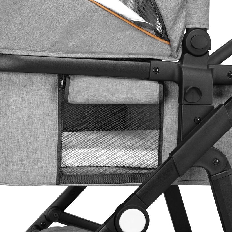 Carucior 2 in 1, Lionelo, Amber, Cadru aluminiu, Cu landou intarit si salteluta moale, Reversibil, Maner ajustabil, Huse pentru picioare, ploaie, Plasa de tantari, Geanta parinti, Pana la 22 kg, EN1888-1, EN1888-2, EN1466, Gri deschis - gogobaby.ro