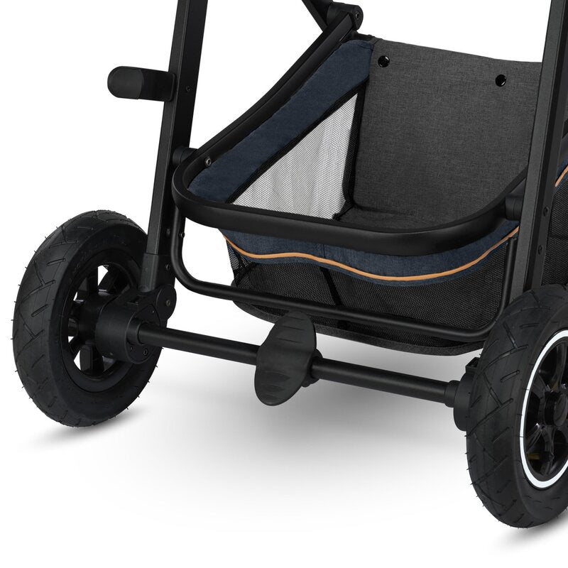 Carucior 2 in 1, Lionelo, Amber, Cadru aluminiu, Cu landou intarit si salteluta moale, Reversibil, Maner ajustabil, Huse pentru picioare, ploaie, Plasa de tantari, Geanta parinti, Pana la 22 kg, EN1888-1, EN1888-2, EN1466, Albastru - gogobaby.ro