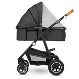 Carucior 2 in 1, Lionelo, Amber, Cadru aluminiu, Cu landou intarit si salteluta moale, Reversibil, Maner ajustabil, Huse pentru picioare, ploaie, Plasa de tantari, Geanta parinti, Pana la 22 kg, EN1888-1, EN1888-2, EN1466, Gri inchis