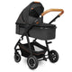 Carucior 2 in 1, Lionelo, Amber, Cadru aluminiu, Cu landou intarit si salteluta moale, Reversibil, Maner ajustabil, Huse pentru picioare, ploaie, Plasa de tantari, Geanta parinti, Pana la 22 kg, EN1888-1, EN1888-2, EN1466, Gri inchis