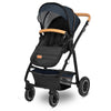 Carucior 2 in 1, Lionelo, Amber, Cadru aluminiu, Cu landou intarit si salteluta moale, Reversibil, Maner ajustabil, Huse pentru picioare, ploaie, Plasa de tantari, Geanta parinti, Pana la 22 kg, EN1888-1, EN1888-2, EN1466, Albastru