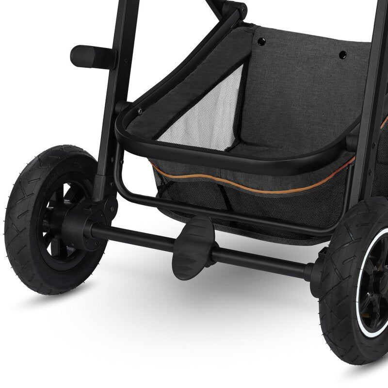 Carucior 2 in 1, Lionelo, Amber, Cadru aluminiu, Cu landou intarit si salteluta moale, Reversibil, Maner ajustabil, Huse pentru picioare, ploaie, Plasa de tantari, Geanta parinti, Pana la 22 kg, EN1888-1, EN1888-2, EN1466, Gri inchis