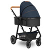 Carucior 2 in 1, Lionelo, Amber, Cadru aluminiu, Cu landou intarit si salteluta moale, Reversibil, Maner ajustabil, Huse pentru picioare, ploaie, Plasa de tantari, Geanta parinti, Pana la 22 kg, EN1888-1, EN1888-2, EN1466, Albastru