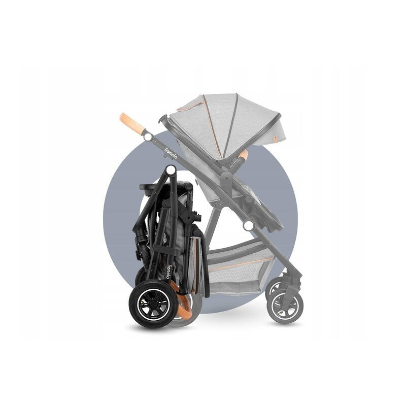 Carucior 3 in 1 Lionelo Amber, Cadru din aluminiu, Landou confortabil, Scaun auto testat ADAC, Accesorii incluse, Geanta parinti, pana la 22 kg, Certificat EN1888, Gri Deschis - gogobaby.ro