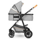 Carucior 3 in 1 Lionelo Amber, Cadru din aluminiu, Landou confortabil, Scaun auto testat ADAC, Accesorii incluse, Geanta parinti, pana la 22 kg, Certificat EN1888, Gri Deschis