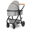 Carucior 3 in 1 Lionelo Amber, Cadru din aluminiu, Landou confortabil, Scaun auto testat ADAC, Accesorii incluse, Geanta parinti, pana la 22 kg, Certificat EN1888, Gri Deschis