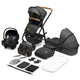 Carucior 3 in 1, Lionelo, Amber, Cadru aluminiu, Cu landou intarit si salteluta moale, Cu scoica auto testata ADAC, Reversibil, Cu accesorii, Geanta parinti, Pana la 22 kg, Gri Inchis