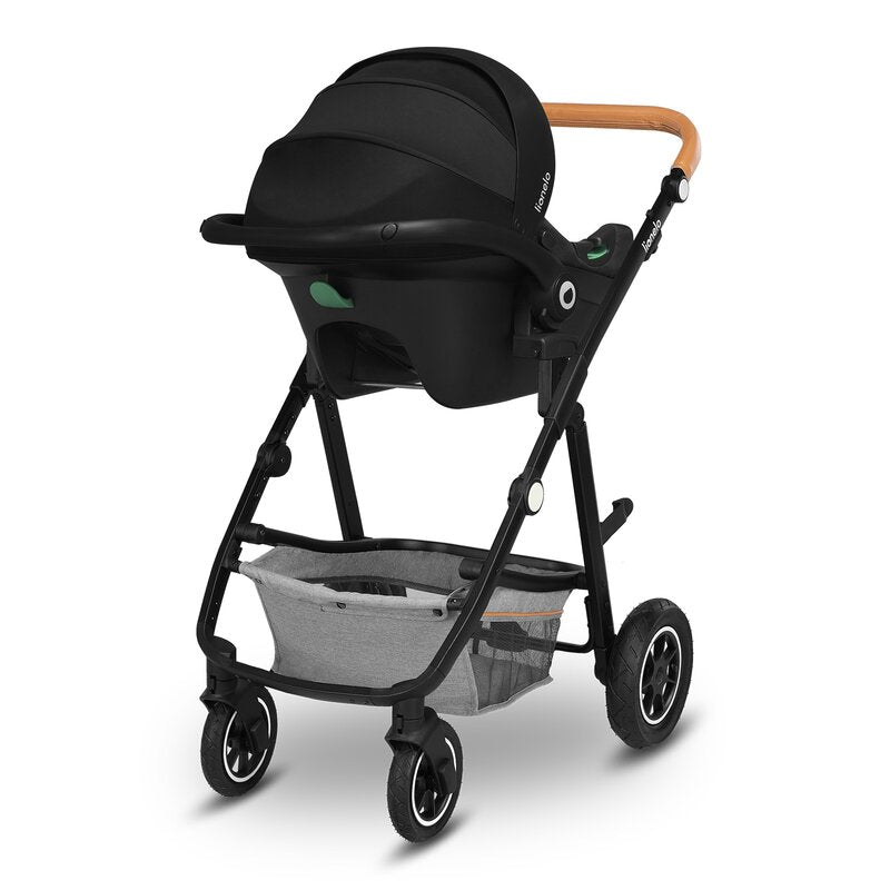 Carucior 3 in 1 Lionelo Amber, Cadru din aluminiu, Landou confortabil, Scaun auto testat ADAC, Accesorii incluse, Geanta parinti, pana la 22 kg, Certificat EN1888, Gri Deschis - gogobaby.ro