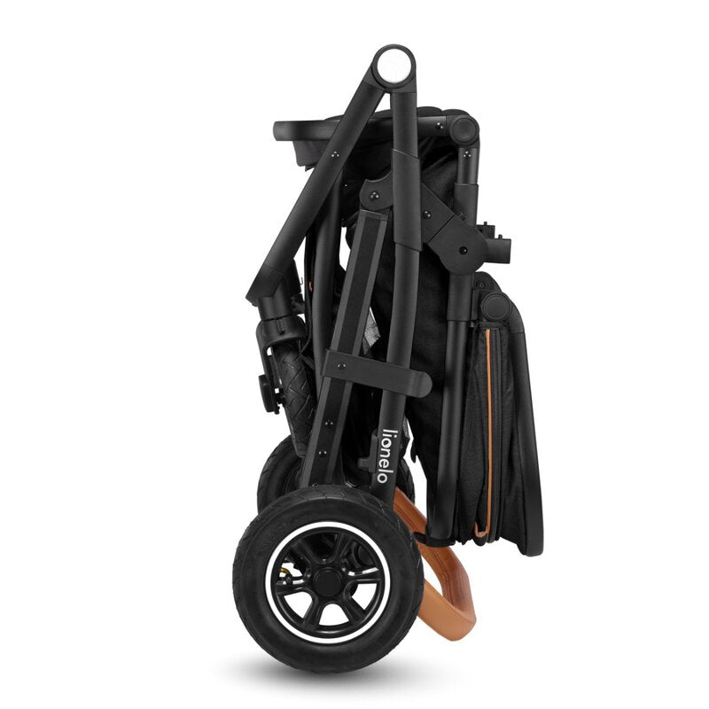Carucior 3 in 1, Lionelo, Amber, Cadru aluminiu, Cu landou intarit si salteluta moale, Cu scoica auto testata ADAC, Reversibil, Cu accesorii, Geanta parinti, Pana la 22 kg, Gri Inchis